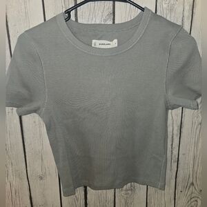 Everlane Ribbed Baby Tee Crop Top Gray Size Small NWT